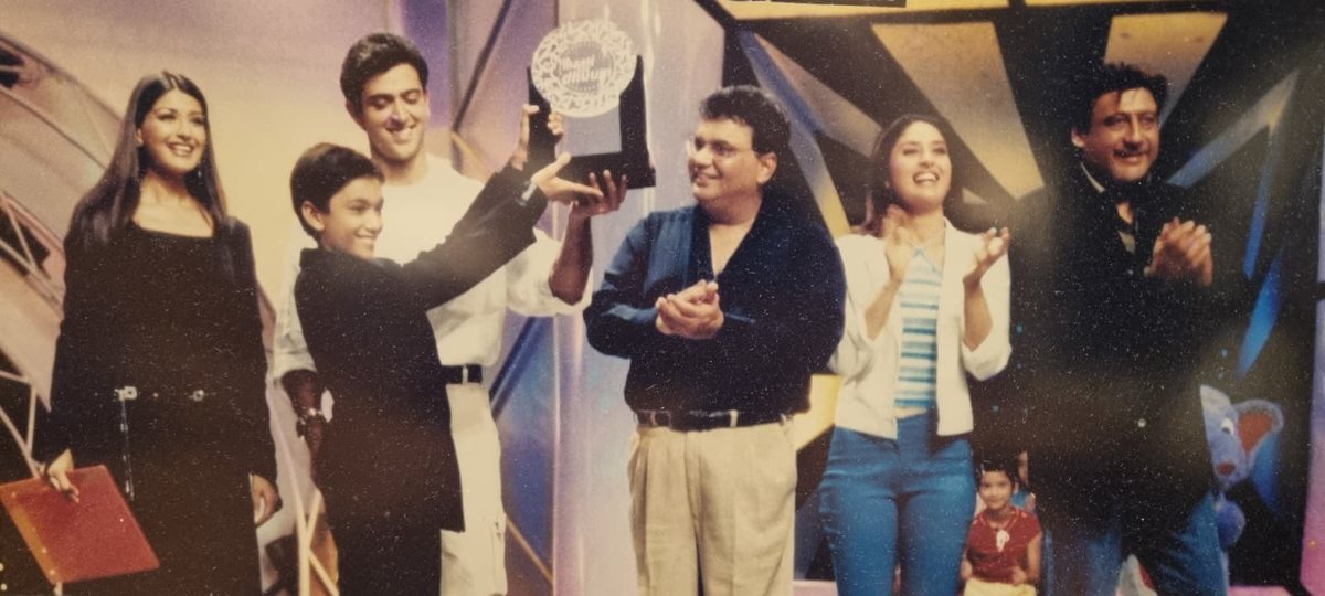 Priyesh Shah on a TV stage with Hrithik Roshan